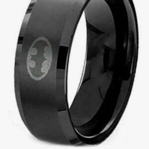 Batman Men's Superhero w/bat Symbol Black Stainless Steel Titanium Size 10